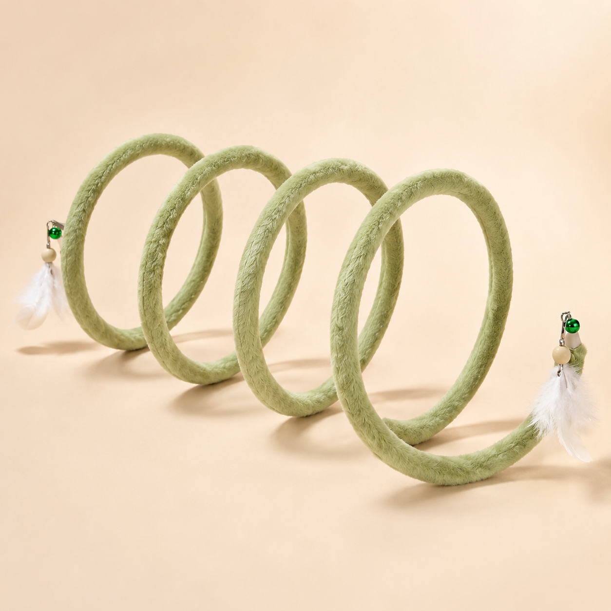 Foldable Spring Interactive Cat Tunnel with Feather Toys