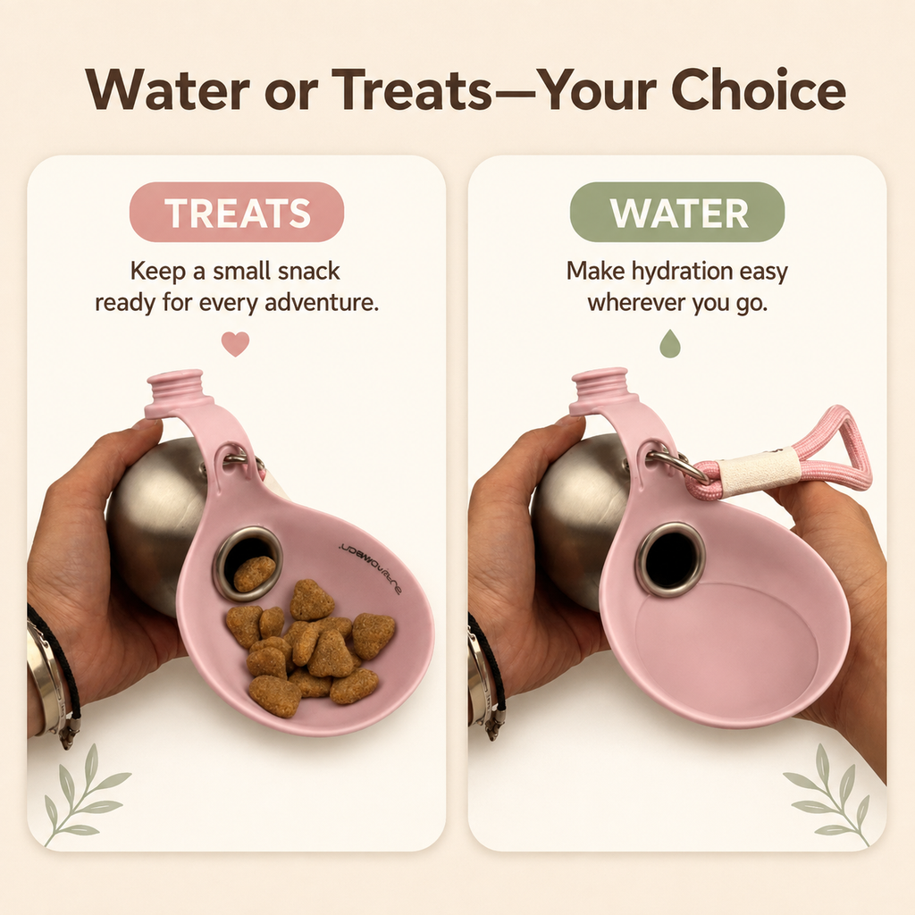 2-in-1 Portable Dog Water Bottle with Foldable Bowl | 285ml