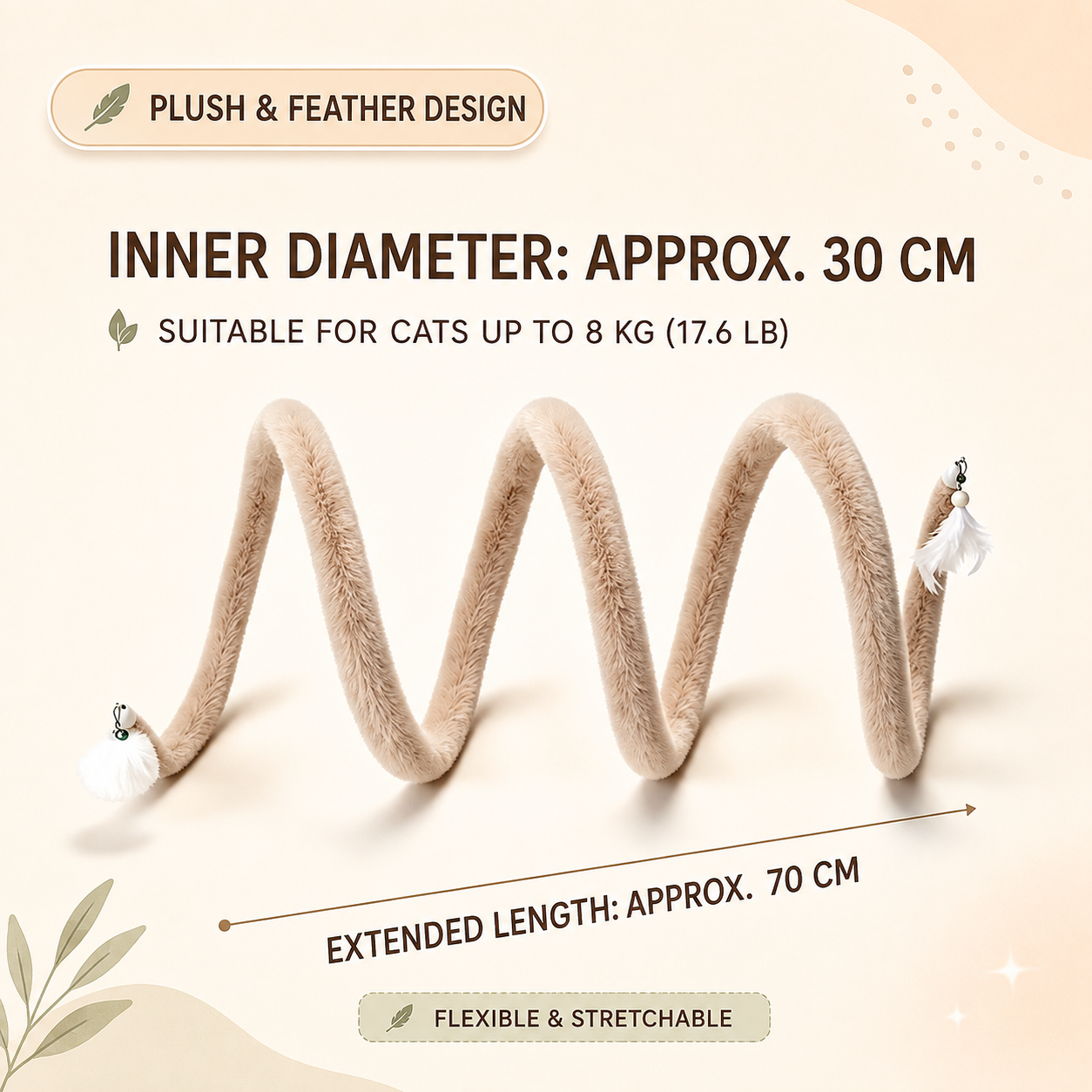Foldable Spring Interactive Cat Tunnel with Feather Toys