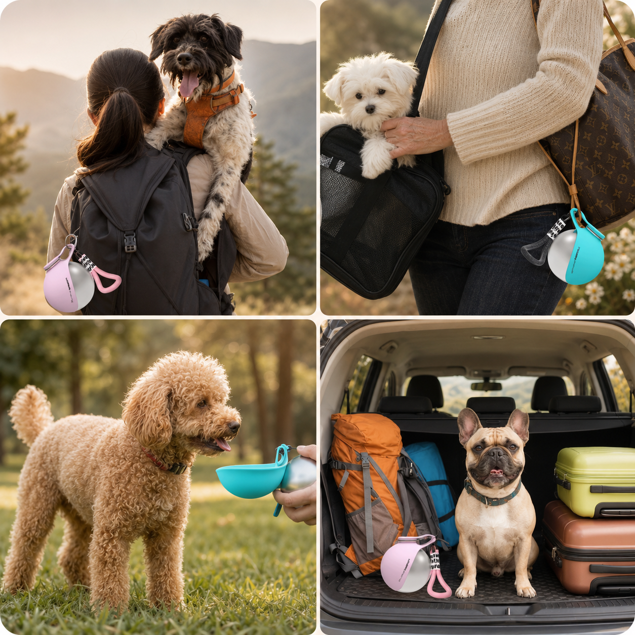 2-in-1 Portable Dog Water Bottle with Foldable Bowl | 285ml