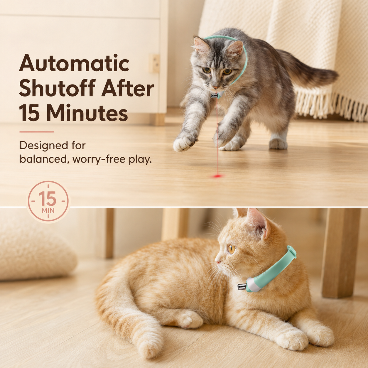 Smart Laser Collar for Cats | 3 Interactive Play Modes