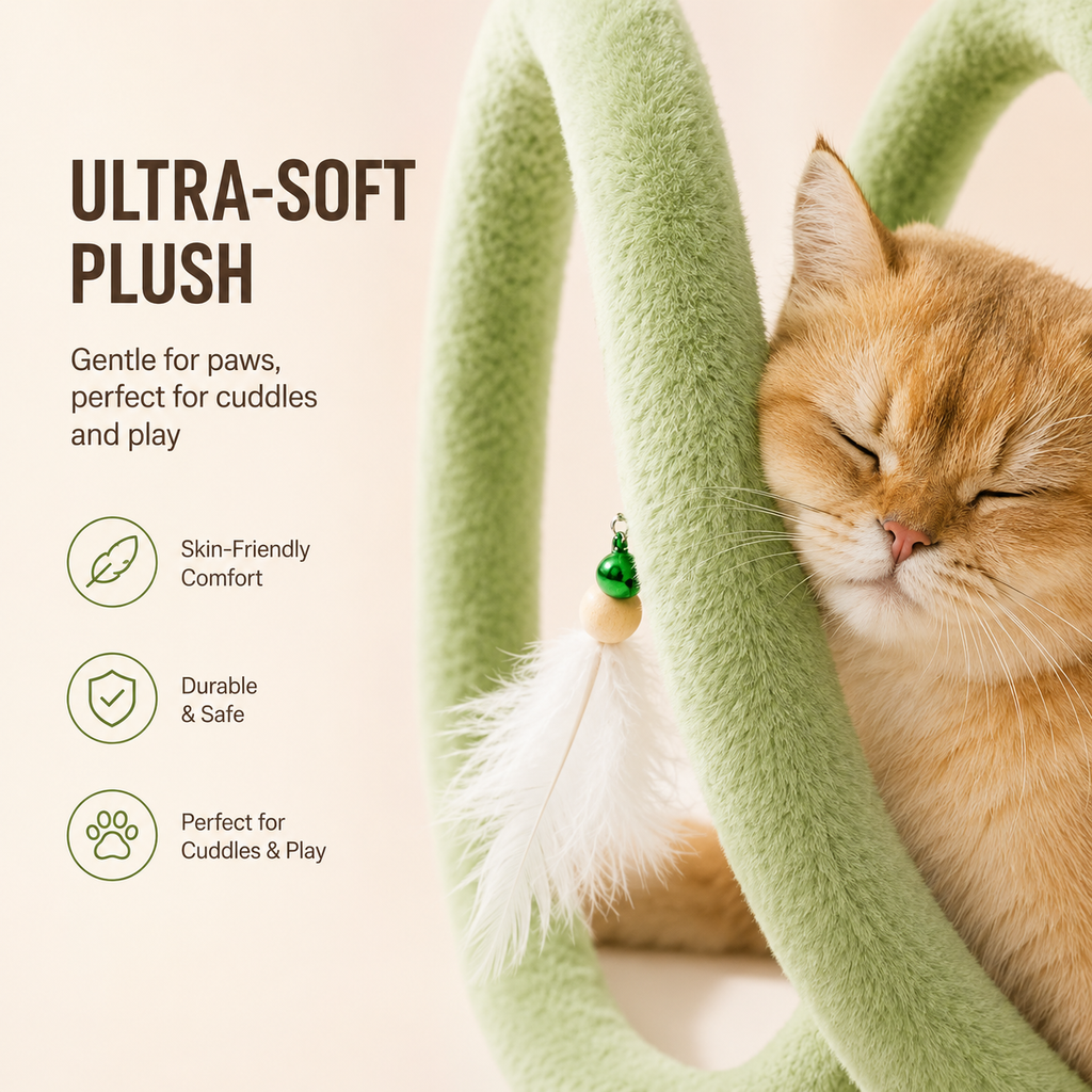 Foldable Spring Interactive Cat Tunnel with Feather Toys