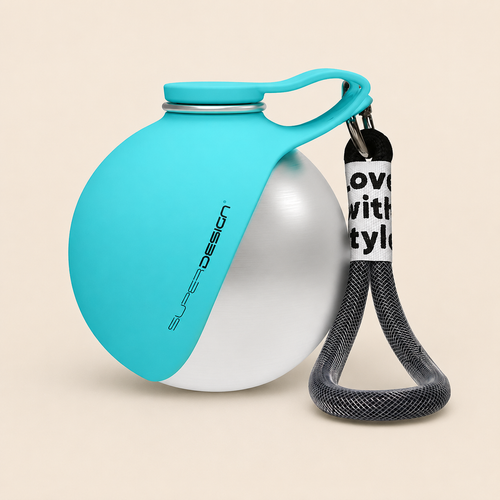 Aqua 2-in-1 portable dog water bottle with foldable silicone bowl